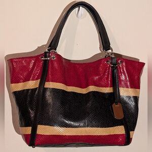 Furla Python Embossed Leather  Hobo Handle Bag Multicolor  Excellent